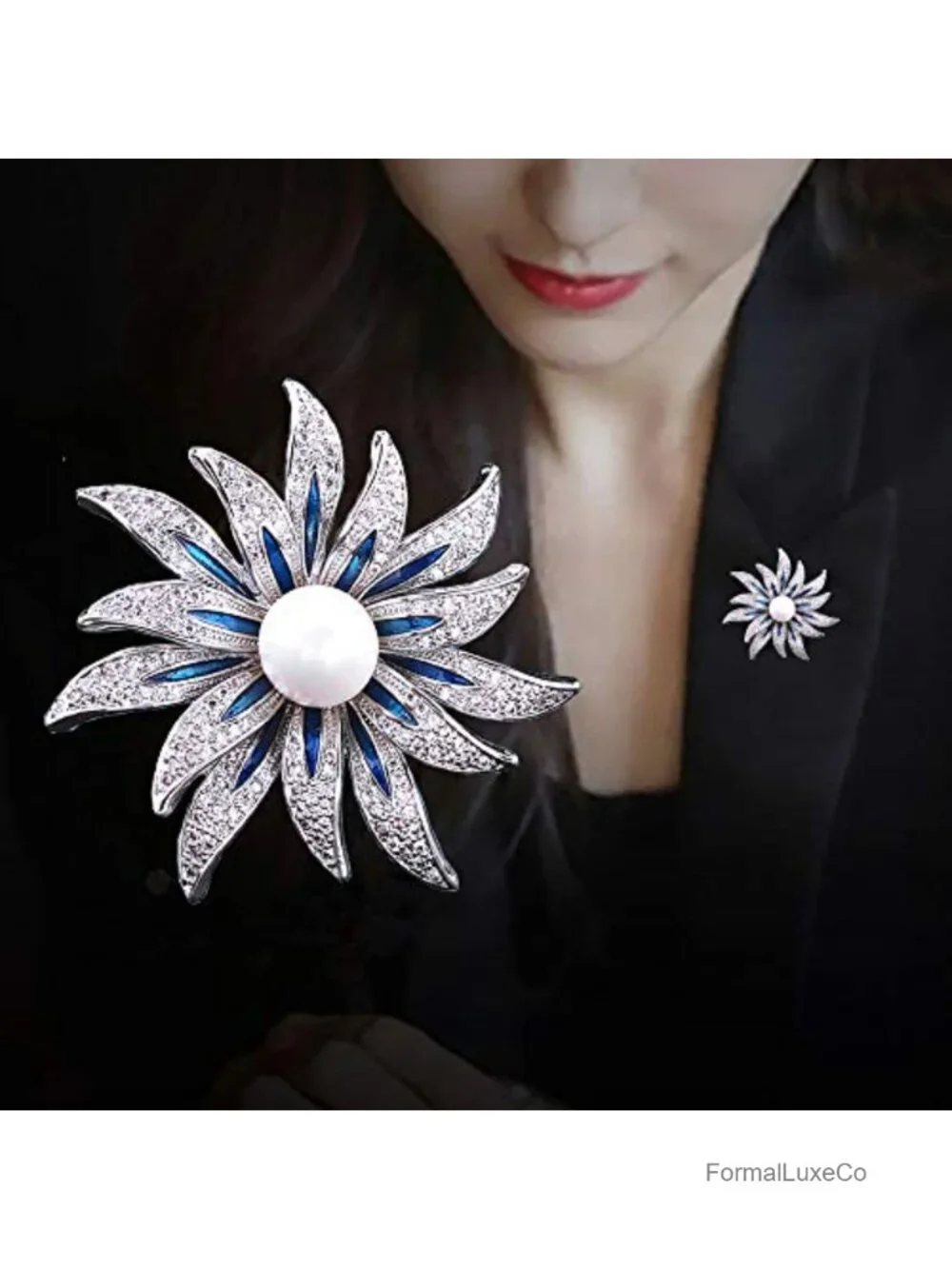 Crystal Rhinestone Flower Brooch Pin for Women Clothing Bag Hat Shawl